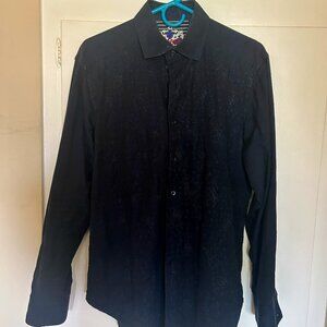 Robert Graham Navy lace pattern embroidered shirt